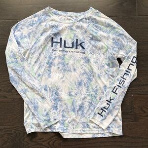 Huk Blue and Green Performance rash guard